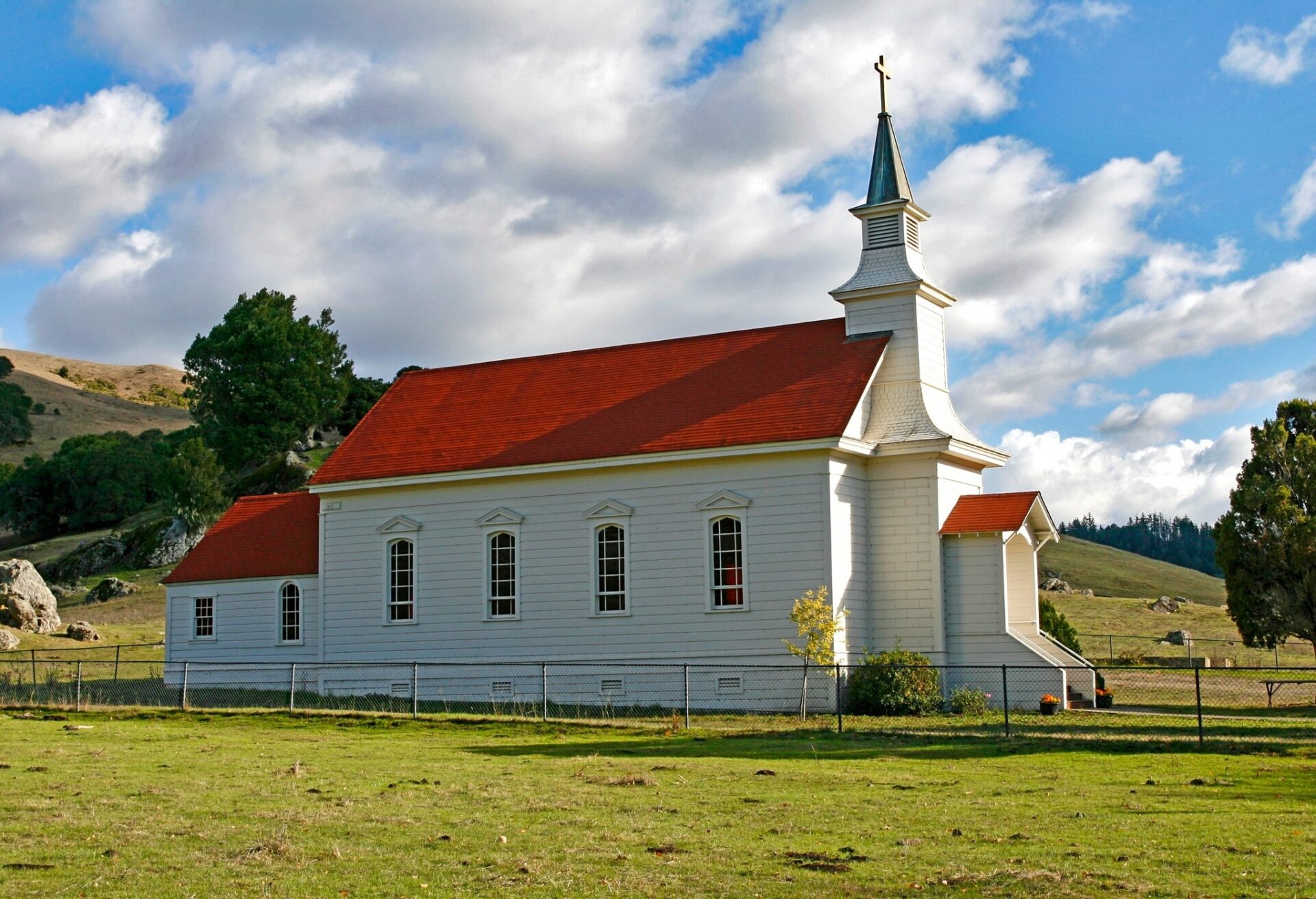 Church in field